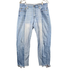 American Eagle Women's Vintage Hi-Rise Cropped Jeans Blue 10 Frayed Button Fly